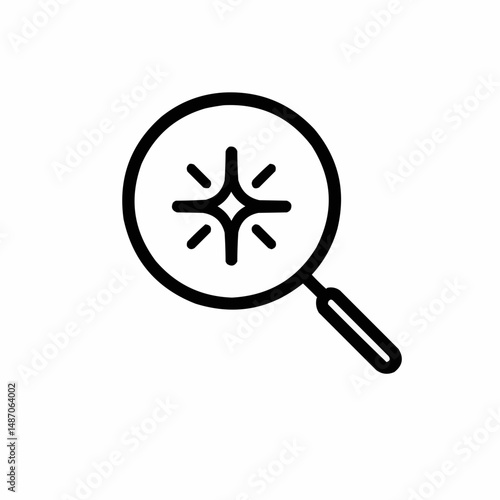 Outlined magnifying glass with a spark inside — curiosity-driven learning.