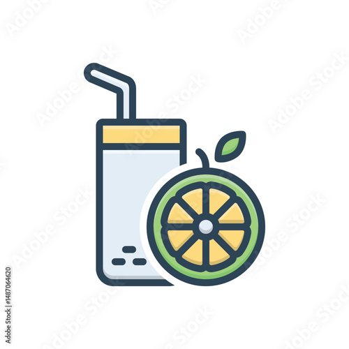 Color illustration icon for juice