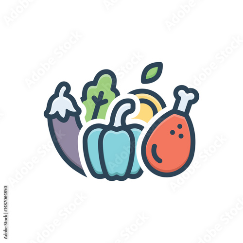 Color illustration icon for raw