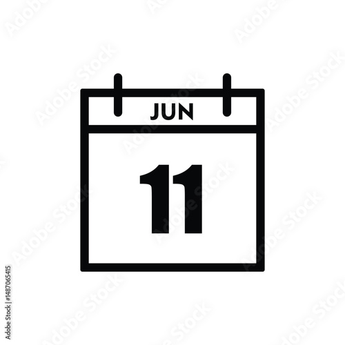 calender icon, 11 june icon with white background