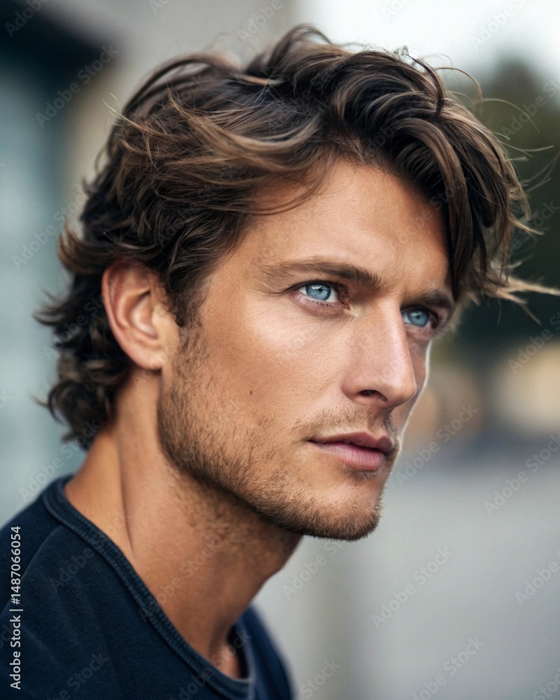 Obraz premium Handsome Male Portrait AI-Generated Hyperrealistic Model