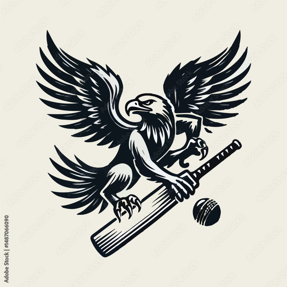 Obraz premium Dynamic Cricket Logo Design – Bold Emblem for Sports Teams, Tournaments, and Merchandise