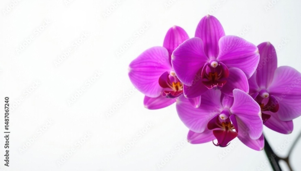 Vivid purple orchids, pristine white backdrop, orchid flower, bloom Vivid purple orchids, pristine white backdrop, orchid flower, bloom