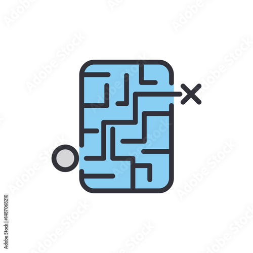 Maze Solving Concept With Goal Achievement On Transparent Background