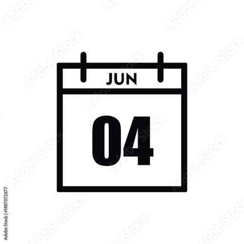 calender icon, 04 june icon with white background