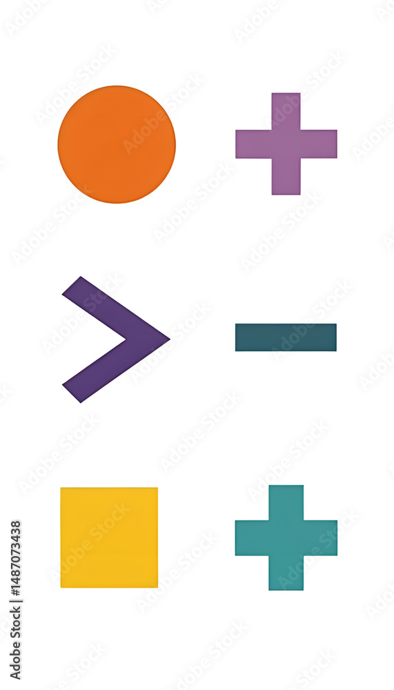 Obraz premium plus minus signs | Abstract Geometric Shapes Featuring Various Colors and Minimalist Composition