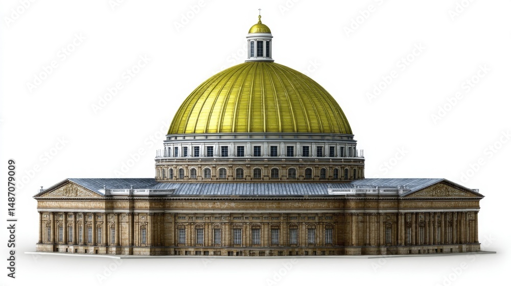 Obraz premium Brass mausoleum dome isolated on white background. Generative AI