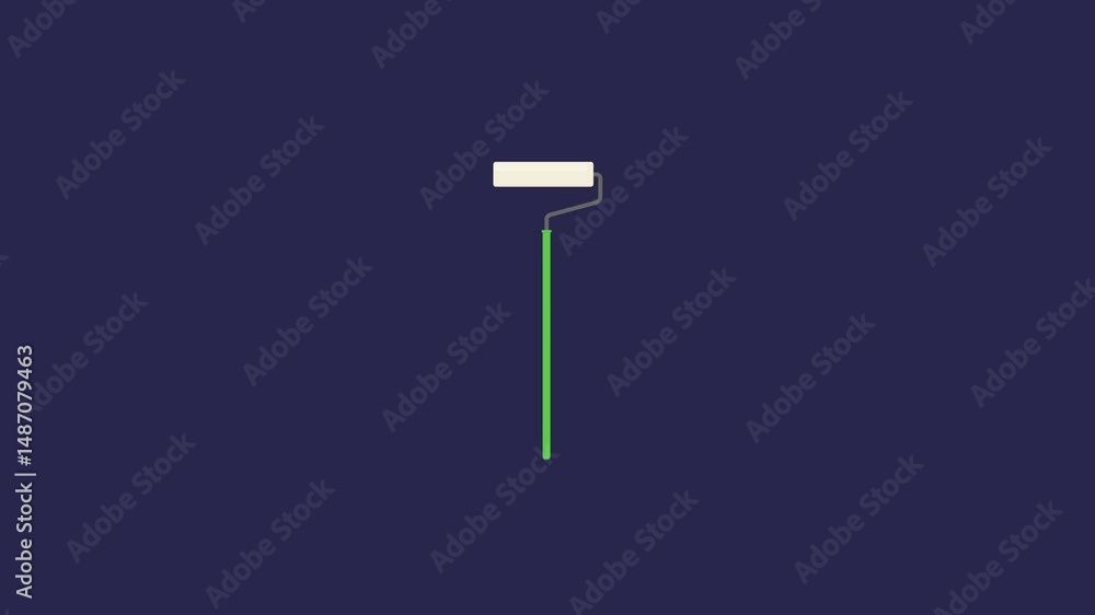 green long handle paint roller. painting equipment. handyman tools. simple animation. motion graphics green long handle paint roller. painting equipment. handyman tools. simple animation. motion graphics