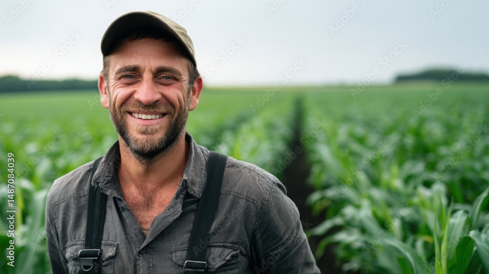Boost nitrogen in the soil. Smiling farmer in a lush green field showcasing agriculture and hard work. Boost nitrogen in the soil. Smiling farmer in a lush green field showcasing agriculture and hard work.