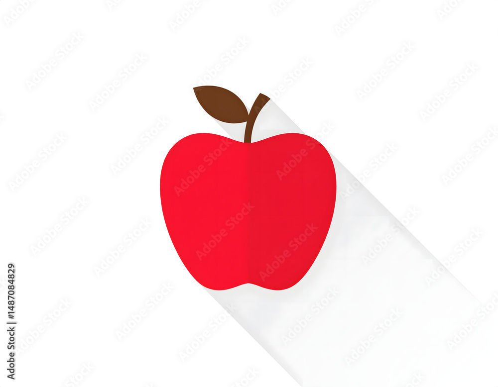 Obraz premium Flat Apple with Subtle Shadow Illustration
