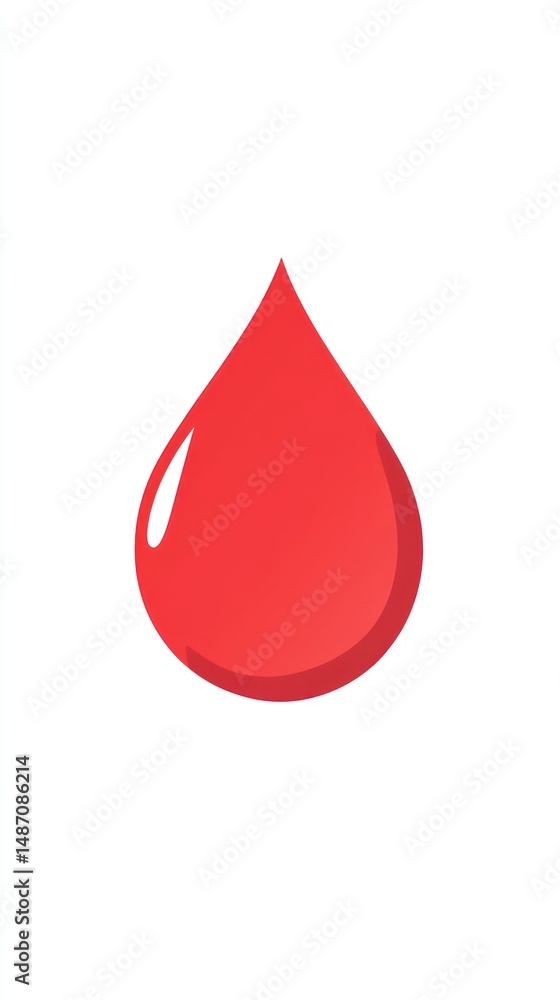 Simple depiction of a vibrant red drop of liquid. Simple depiction of a vibrant red drop of liquid.