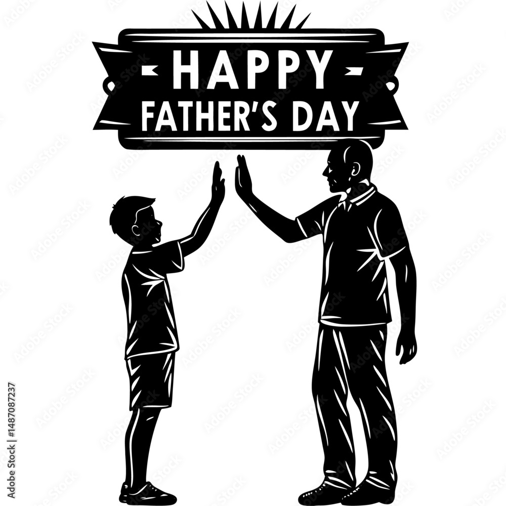 Obraz premium Silhouette design of father and son connecting through a high five capturing joyful moments and strong relationships ideal for family themed visual content