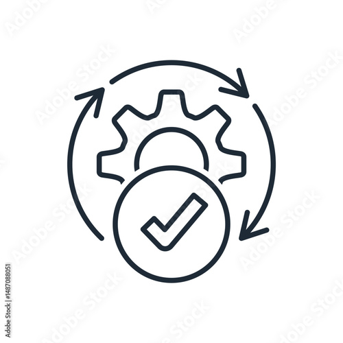 Gear like optimize system.Development technology. Vector linear illustration icon isolated on white background.