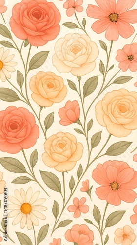 Wallpaper Mural seamless floral pattern background  Torontodigital.ca