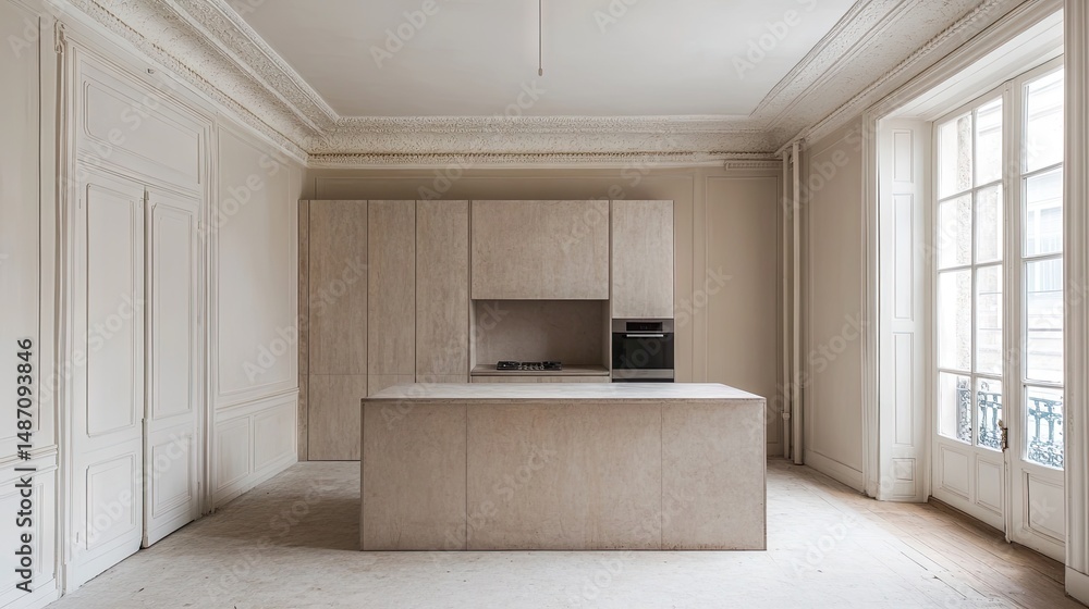 Fototapeta premium Thick solid panel doors in an isolated section of a residential space