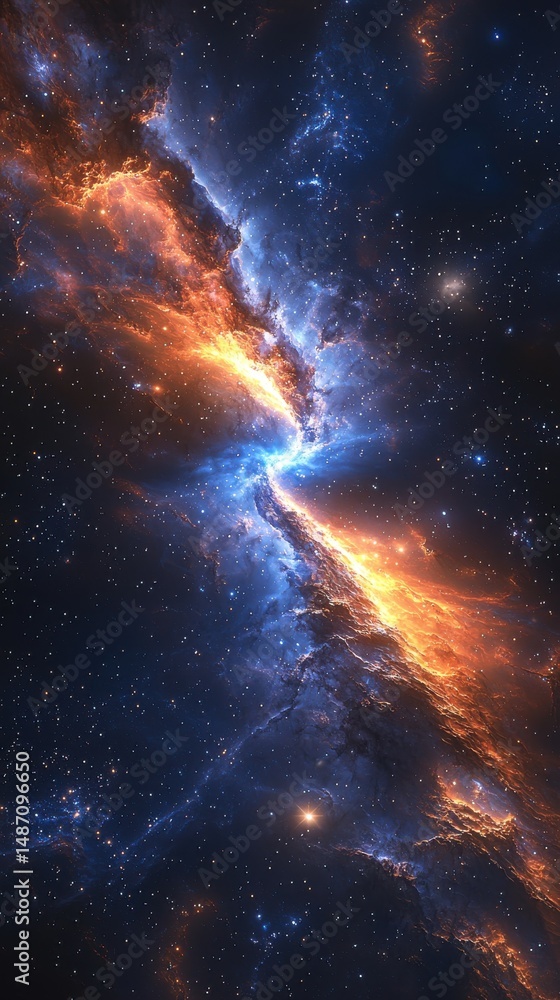 Fototapeta premium Vibrant Cosmic Nebula Abstract nebula space universe cosmos galaxy stars cosmic dust interstellar gas abstract colorful 