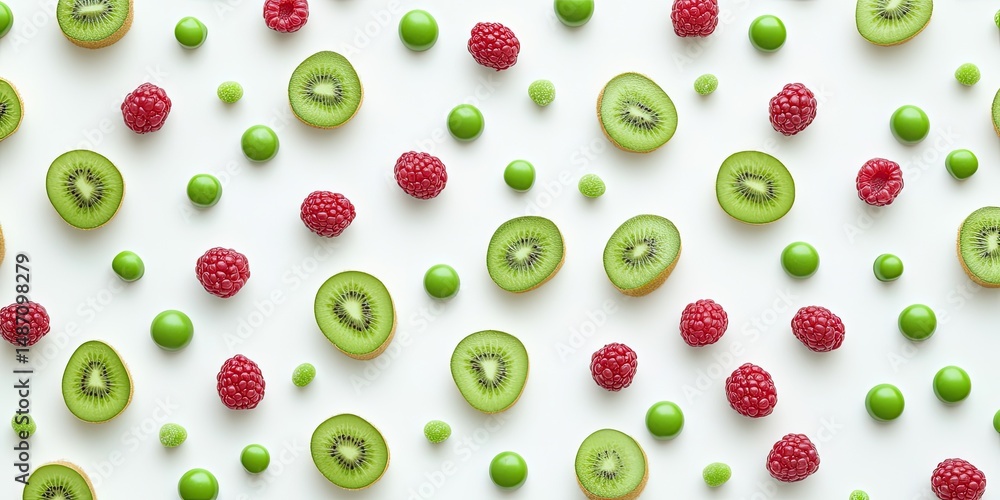 Colorful fruit slices and berries arranged on a white background. Colorful fruit slices and berries arranged on a white background.