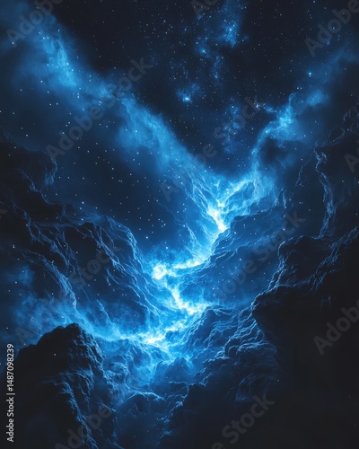 Deep Space Blue Nebula and Stars nebula space universe cosmos stars galaxy astronomy science cosmic starry night sky dar