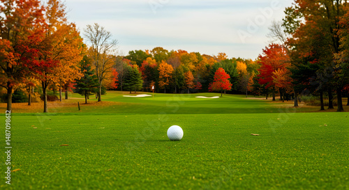 golf,  golf ball,  golf course, Golf Ball on Autumn Golf Course