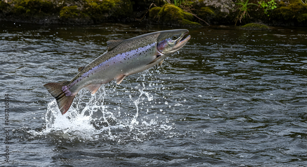 Obraz premium salmon, fish, jumping, Salmon leaping out of water