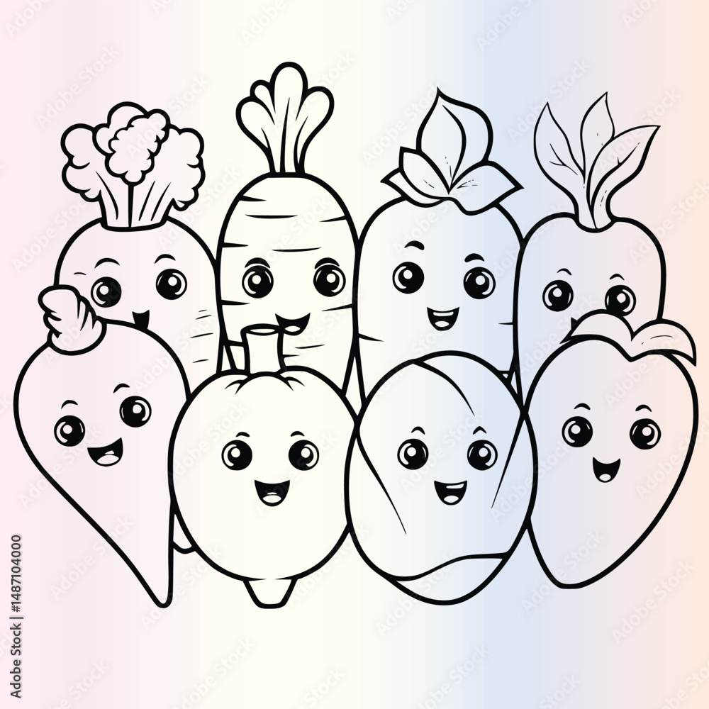 Fototapeta premium Vegetables Coloring Page for Kids