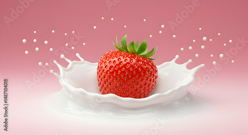 strawberry,  milk,  splash, Strawberry Splash in Milk