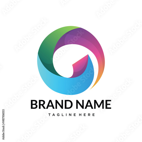 O abstract gradient colorful creative unique letter logo