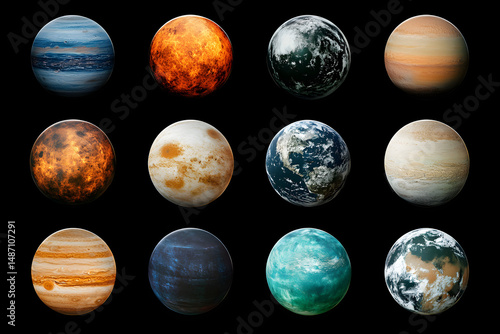 Stunning Solar System Planets Collage on Black Background - Space Exploration and Astronomy Visual