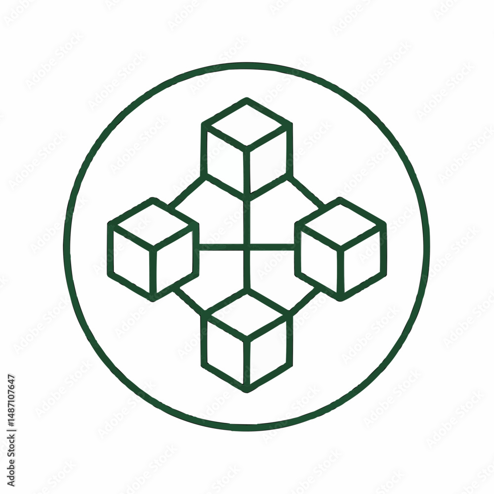 Simple circle enclosing a single interconnected blockchain network Simple circle enclosing a single interconnected blockchain network