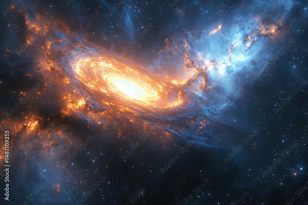 Naklejka premium Stunning Cosmic Galaxy in Deep Space with Stars and Nebulae galaxy space universe nebula stars cosmos astronomy science 