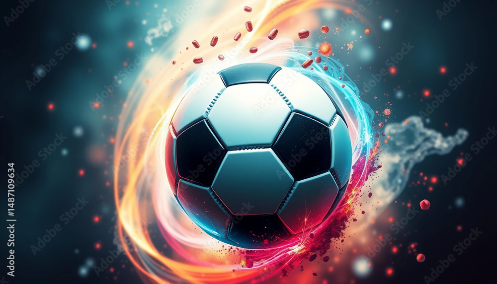 Fototapeta premium Futuristic Abstract Soccer Ball Digital Art