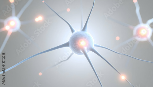 Close-up of Glowing Neuron and Synapse Connections