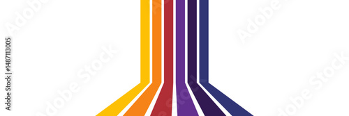 Abstract colorful 70s background vector. Vintage retro wallpaper with rainbow stripes and wavy lines. A 1970 color illustration suitable for posters, banners