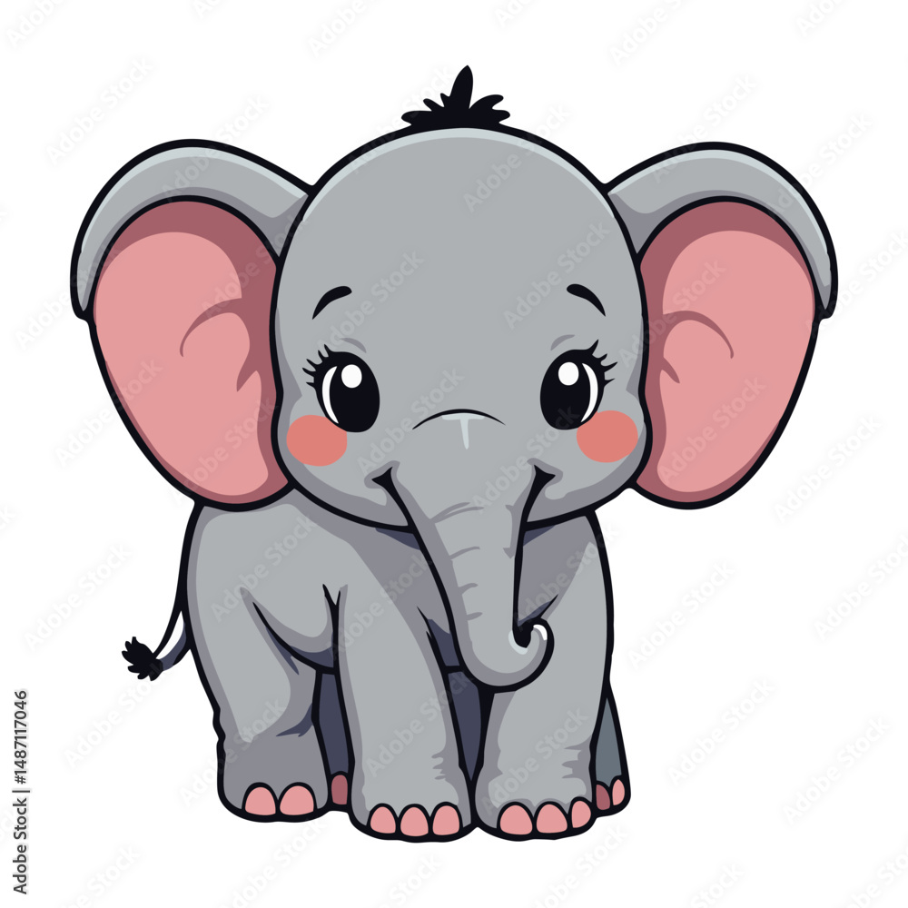 Fototapeta premium Little Cartoon Elephant – Children's Book Illustration