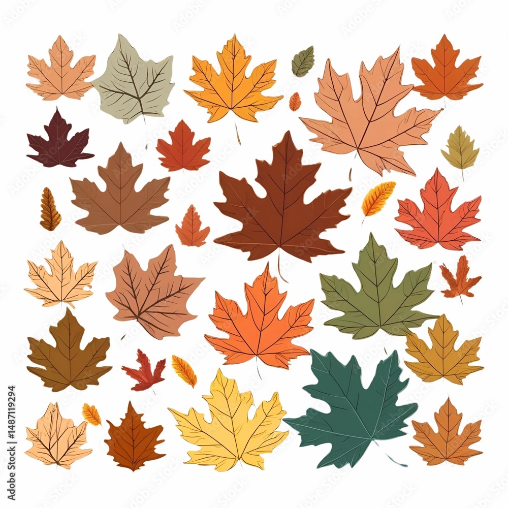 Autumn Maple Leaves Collection Colorful Fall Foliage Illustration Autumn Maple Leaves Collection Colorful Fall Foliage Illustration