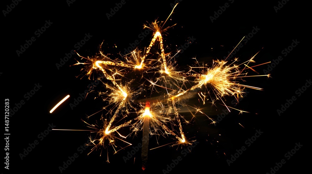 Fototapeta premium Star-shaped Fireworks: Bright star-shaped fireworks, symbolizing success and achievement. 