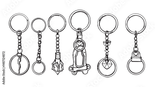 Metal Keychain line art illustration featuring sleek modern key design