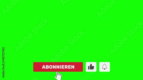 ubscribe Animation with like, notification and thanks in German Language on Green Screen
