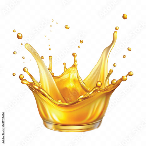 realistic splash of oil in crown style isolated on transparent background