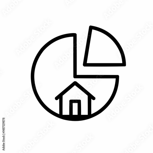 Simple pie chart with one slice replaced by a house — metaphor for monthly budget & mortgage.