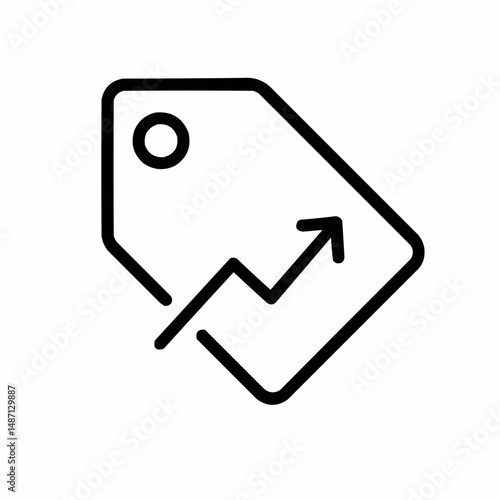 Simple price tag with a graph arrow going up — cost increase.
