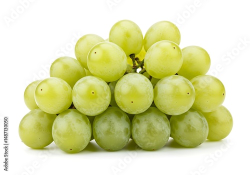 Bunch of Cotton Candy grapes with translucent green skin, isolated on white background, high-resolution, studio lighting 