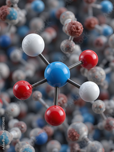 Valbenazine tardive dyskinesia drug molecule. 3D rendering. Atoms are represented as spheres with conventional color coding: hydrogen (white), carbon (grey), nitrogen (blue), oxygen (red).