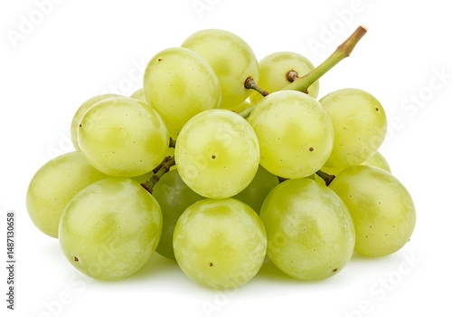 Bunch of Cotton Candy grapes with translucent green skin, isolated on white background, high-resolution, studio lighting 