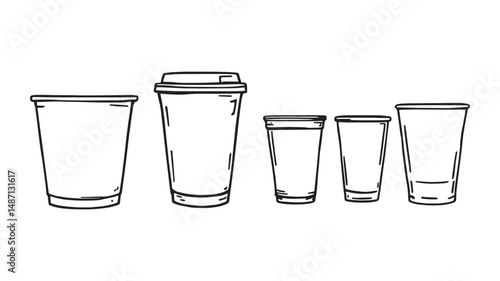 Plastic Cup line art illustration showcasing simple everyday object design