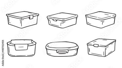 Plastic Organizer Box line art emphasizes neat and functional organization