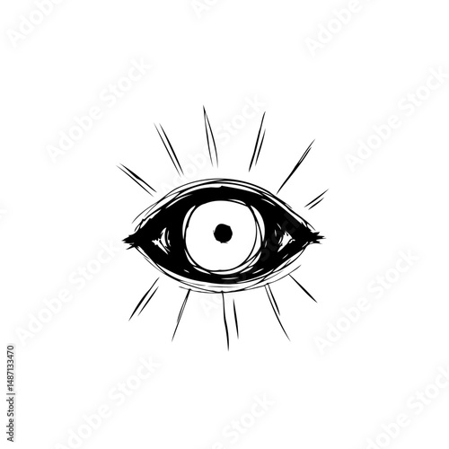 Mystical eye symbol illustration with radiating lines for spiritual designs