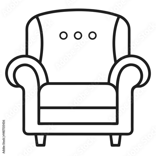 Armchair line art vector icon on white background 
