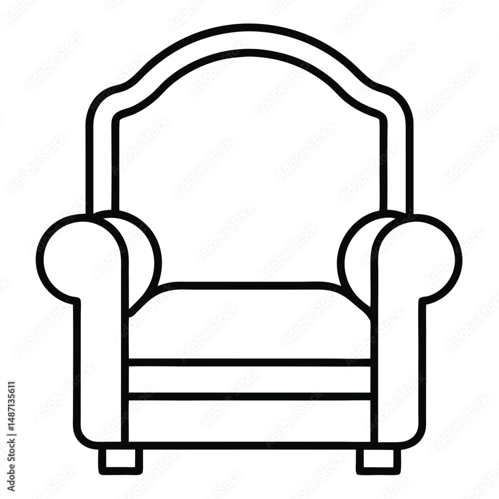 Armchair line art vector icon on white background Armchair line art vector icon on white background