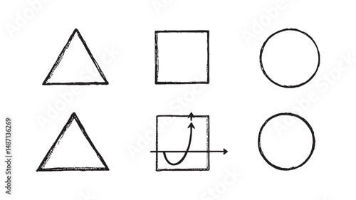 Algebra & Geometry Vector line art illustrating complex equations and shapes